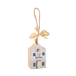 Anhänger Haus Mit Spruch, Weiß, 6 Cm