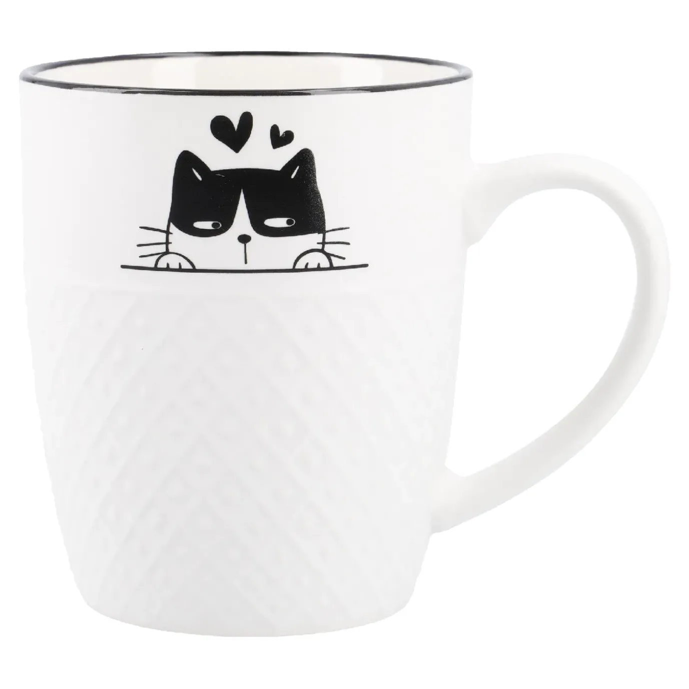 Becher Katzenrelief, Katze/Herz, 380 Ml