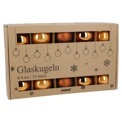 15er Glaskugeln 6 Cm, Orange/braun
