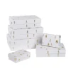 6er Set Geschenkkarton Prägung, Haus/weiß/gold