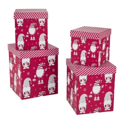 4er Set Geschenkkarton Wichtel, Rot