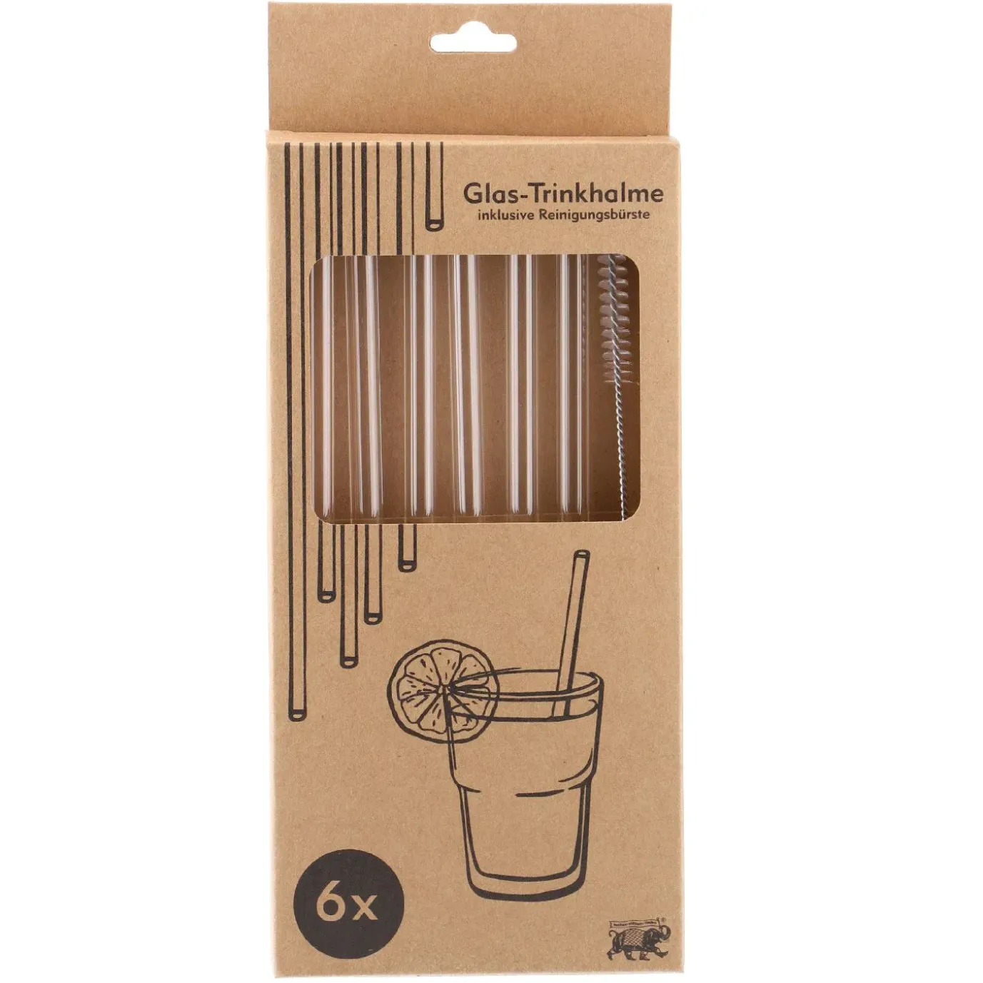 6er Set Glas-Strohhalme, 21 Cm
