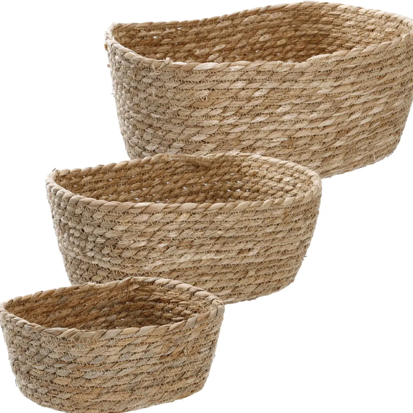 3er Set Korb Natur, Eckig/natur