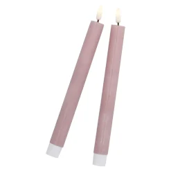 2er Set LED-Stabkerze Rustik, Altrosa, 24.5 Cm