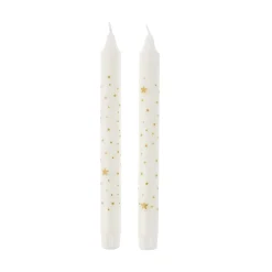 2er Set Stabkerze Weihnachten, Sterne, 24 Cm