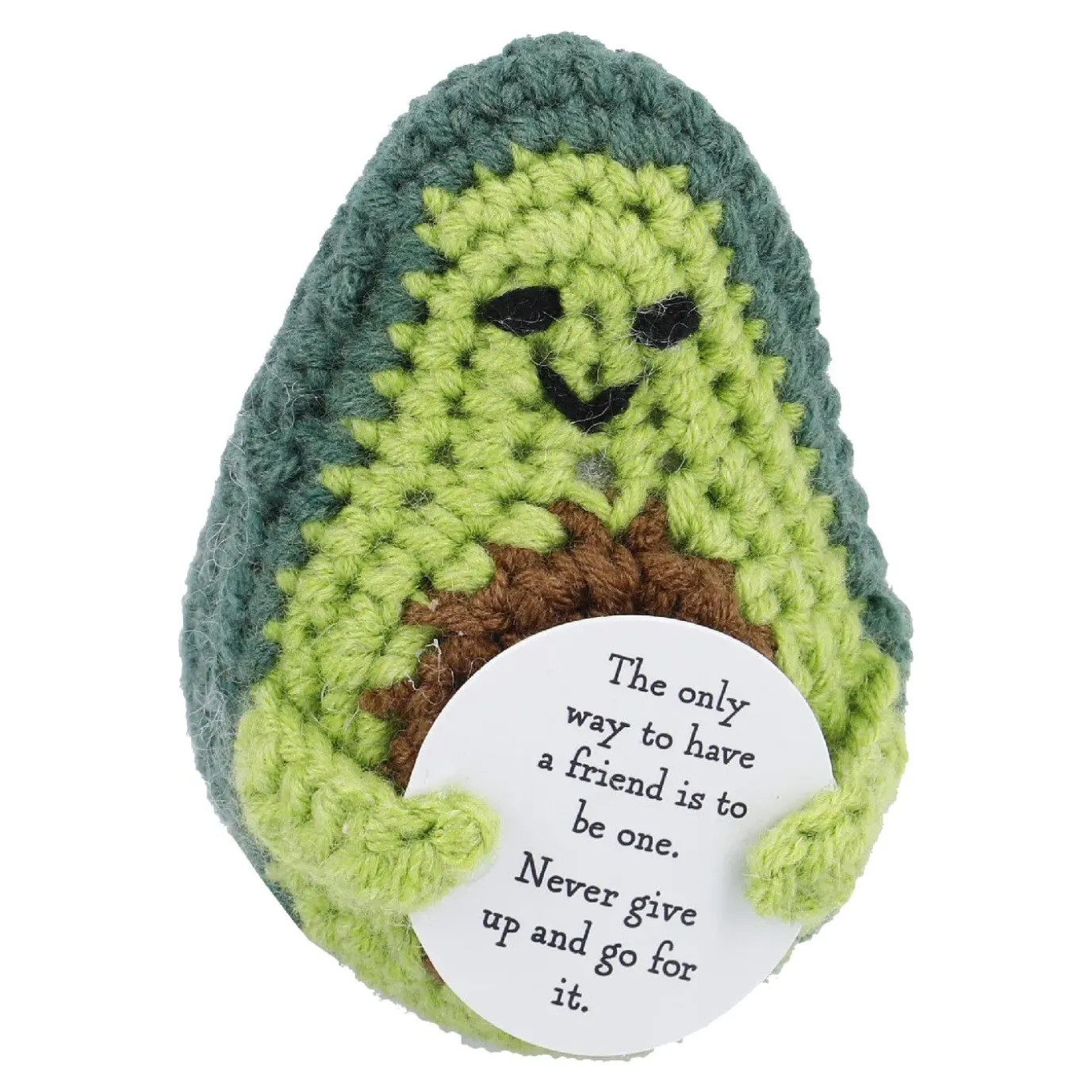 Häkelfigur Spruch, Avocado/Only Way, 8 Cm