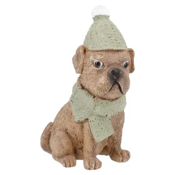 Hund Mit Mütze, Schal/sitzend, 11 Cm