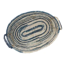 Korb Streifen, Oval, Blau/natur, 38 Cm