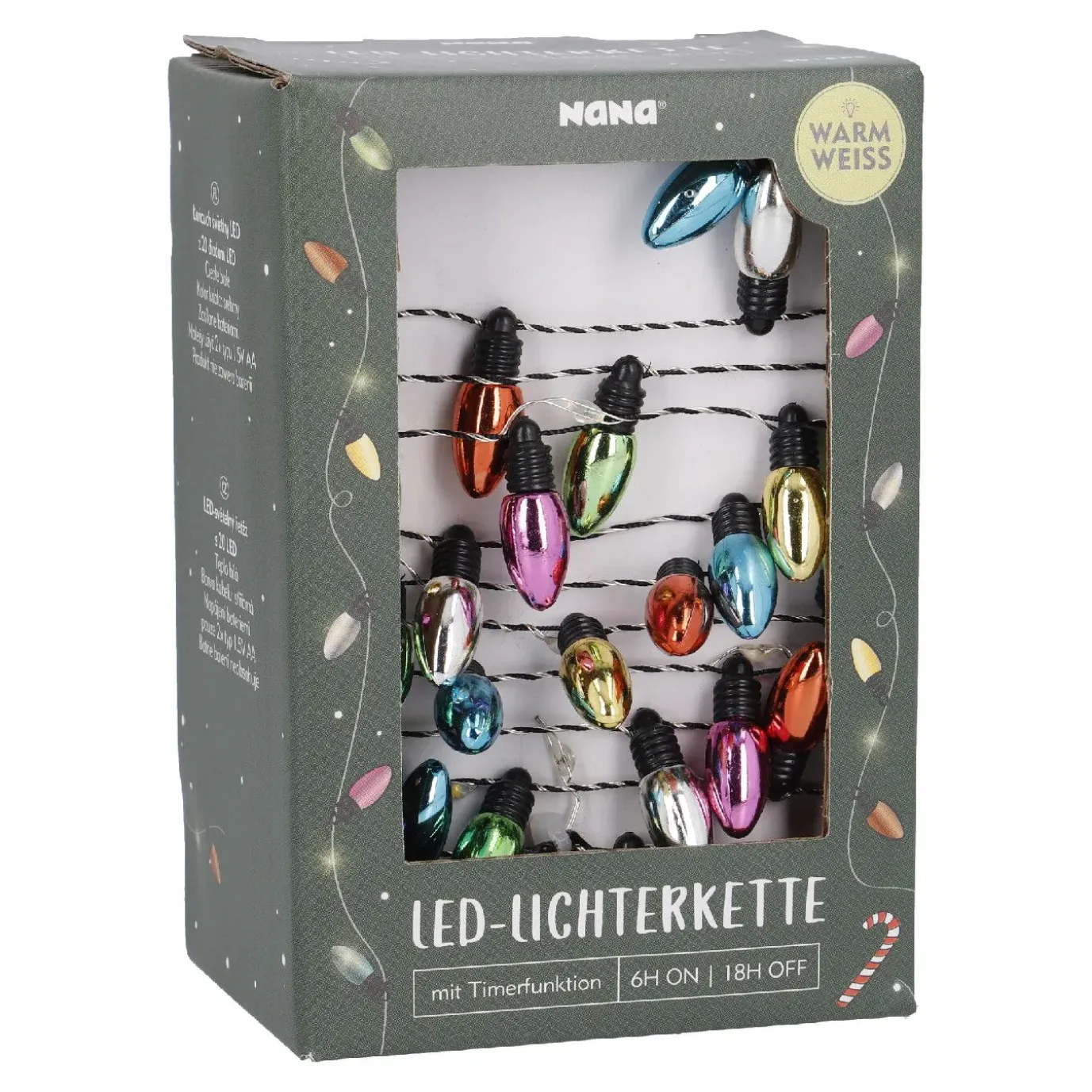 Lichterkette Glühbirne, Bunt, 20er
