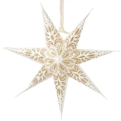 Papierstern, Weiß/gold, Ornament, 18 Cm
