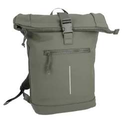 Rucksack Rolltop Mit Reflektor, Oliv, 16 Liter