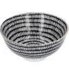 Schale China, Tief, Schwarz/weiß, Goldrand, Stäbchen/Kreis