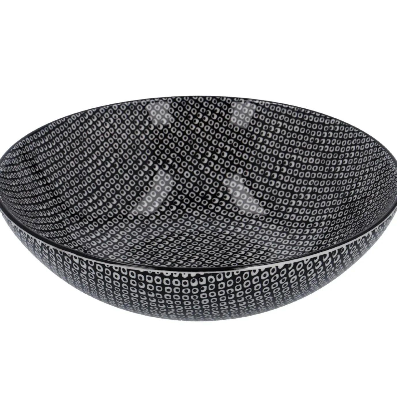 Schüssel China, Flach, Perlen, Schw/wss, 23 Cm