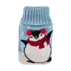 Strick-Taschenwärmer Pinguin/blau, 13 Cm