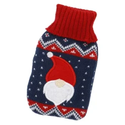 Strick-Taschenwärmer Weihnachtsmann/blau, 13 Cm