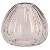 Vase Rillen, Hellbraun/bauchig, Höhe 7.5 Cm